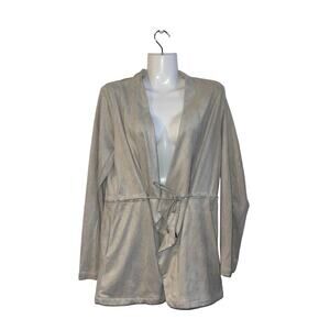 Thread & Supply Open Front Lightweight Faux Suede Jacket Tie Front SZ Large Chic